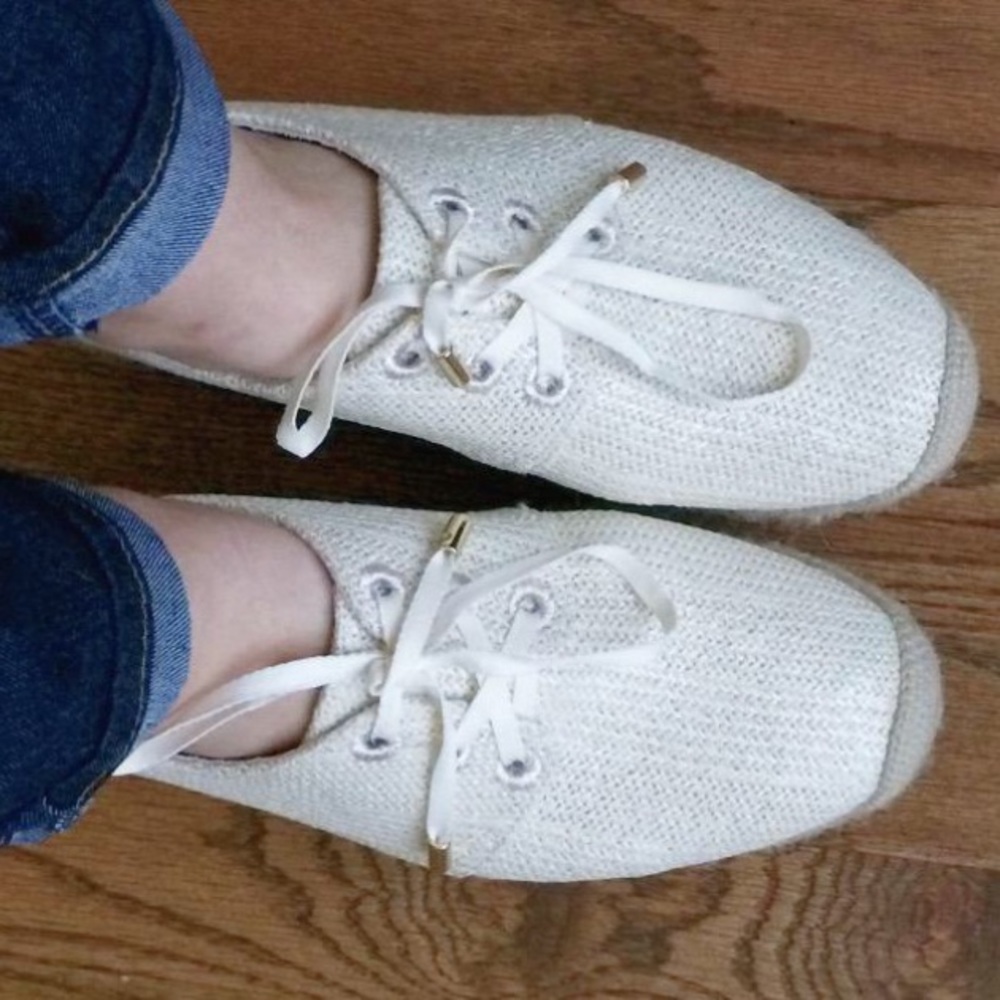 Joie womens ivory Lace up espadrille inspired woven textile sneakers 38 …